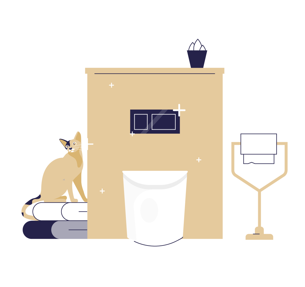 Bathroom fitter toilet illustration